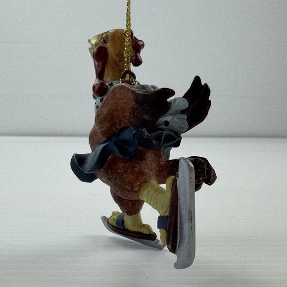 Folk Art Rooster Ice Skating Christmas Ornament Country Rustic Chicken - Picture 4 of 9